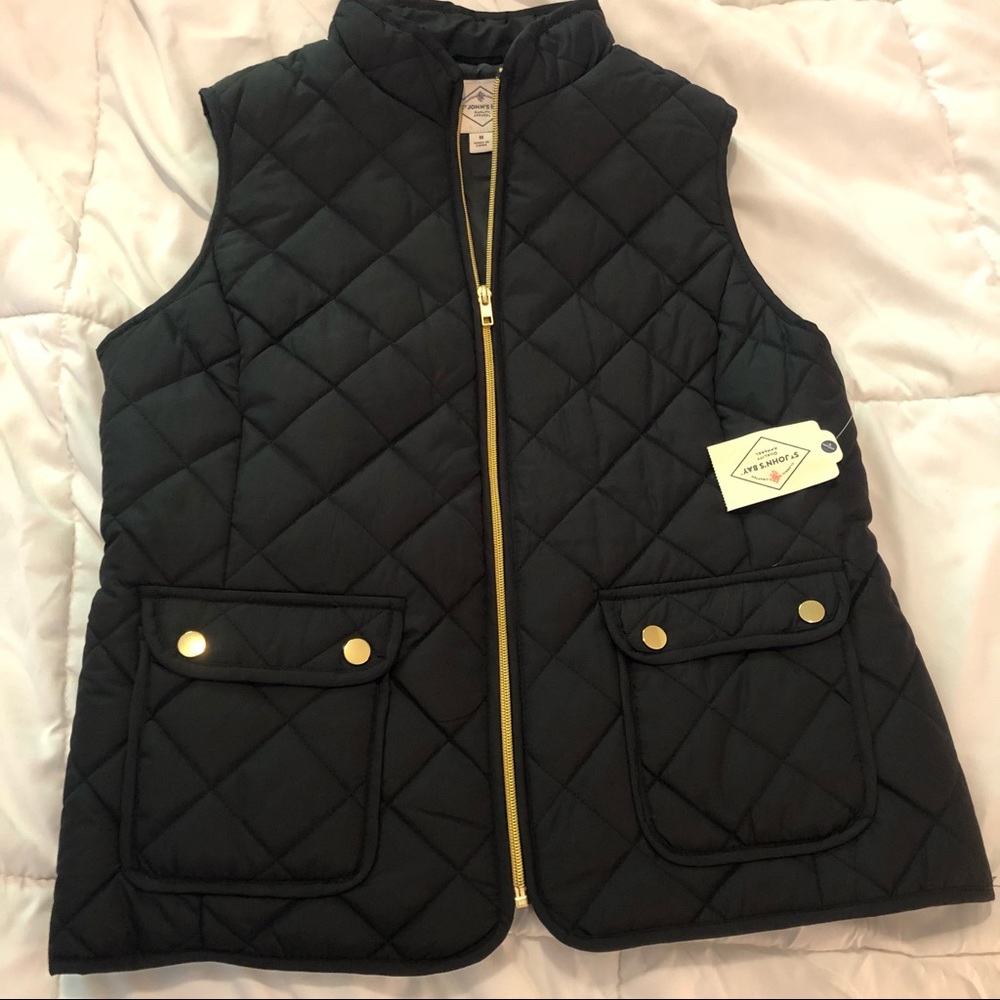NWT Black Quilted Vest St. John’s Bay
